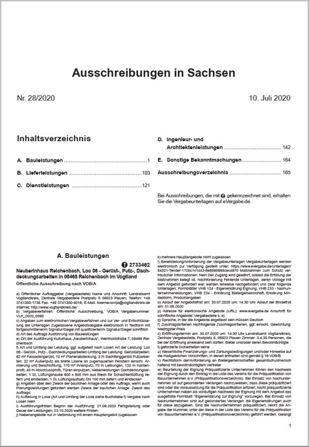 Teaser Ausschreibungsblatt Sachsen, ePaper für Sachsen