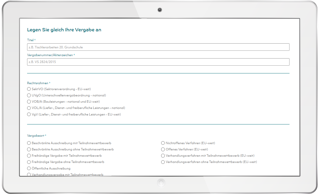 Auftragsvergabe mit dem Tablet